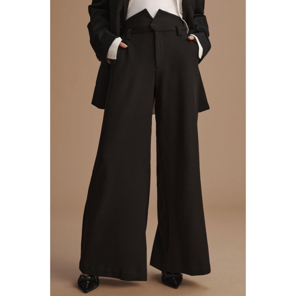 MAEVE BY ANTHROPOLOGIE High-Waisted Wide-Leg Black Trousers